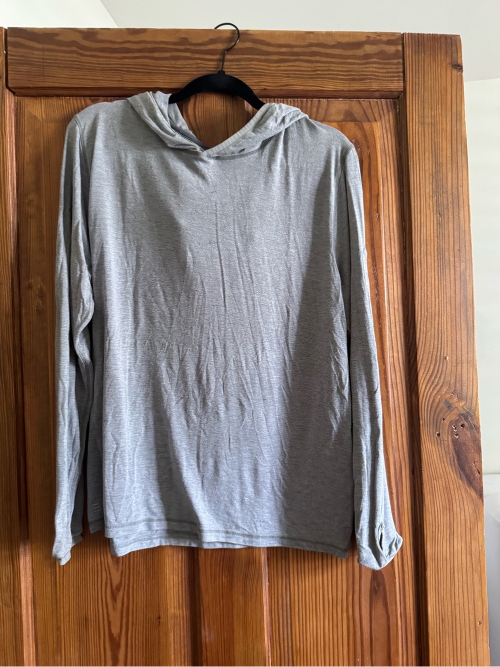 Light Gray Hooded Long-Sleeve Men's Shirt